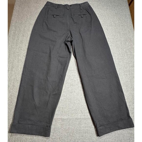 Free People Needed Breaking Trousers Mid Rise Pleating 100% Cotton Black Size 0 - Picture 6 of 16